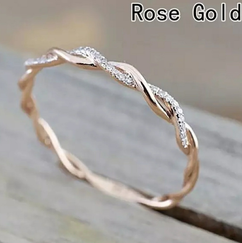 Rose Gold Delicate Twisted Eternity Band - Picture 3 of 3